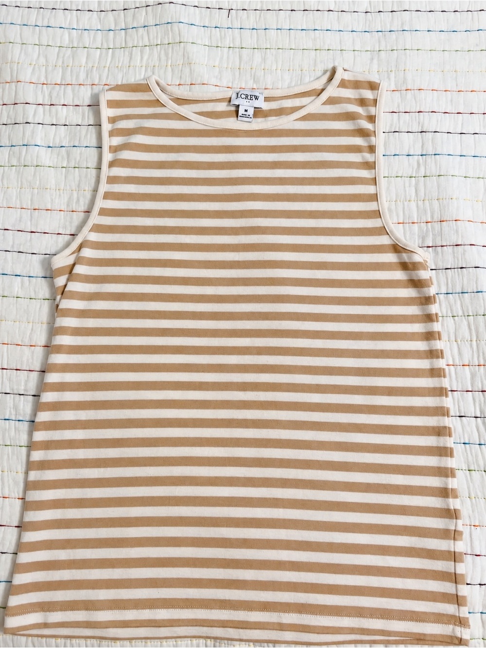 J. Crew Women’s Beige and White Striped Tank